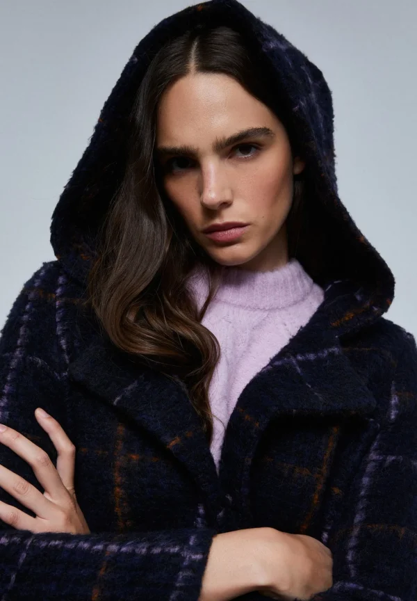 scalperscompany Abrigo Cuadros Capucha-Mujer Abrigos Y Chaquetas