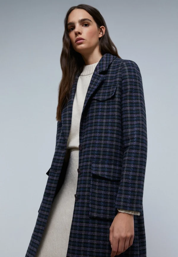 scalperscompany Abrigo Largo Cuadros Bolsillos-Mujer Abrigos Y Chaquetas
