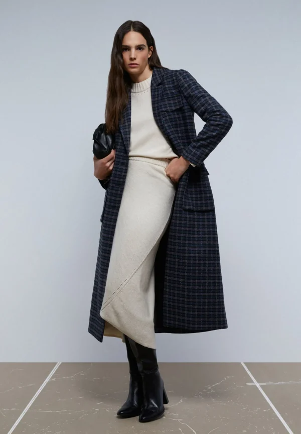 scalperscompany Abrigo Largo Cuadros Bolsillos-Mujer Abrigos Y Chaquetas