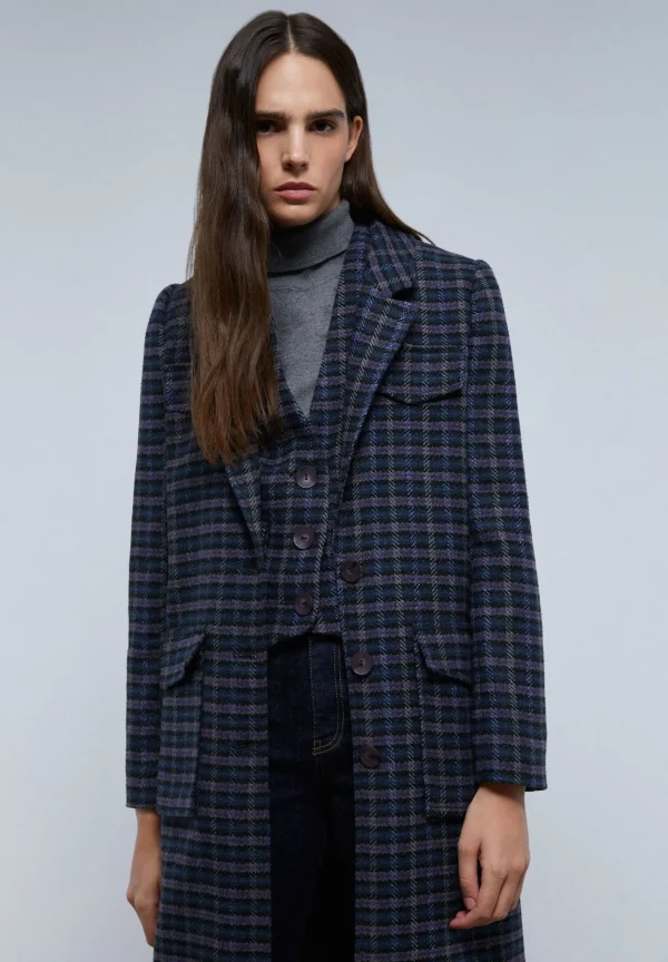 scalperscompany Abrigo Largo Cuadros Bolsillos-Mujer Abrigos Y Chaquetas