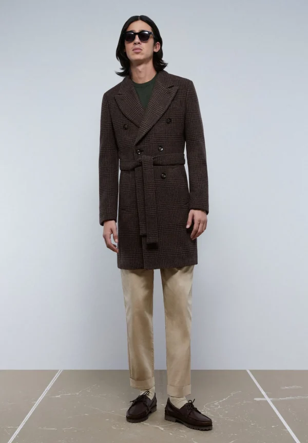 scalperscompany Abrigo Premium Cuadros Cinturon-Hombre Abrigos Y Chaquetas