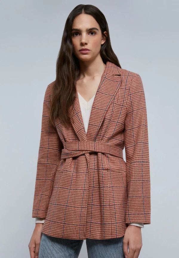scalperscompany Blazer Cuadros Cinturon-Mujer Blazers Y Chalecos