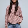 scalperscompany Blusa Cuadros Cuello Elevado-Mujer Camisas Y Blusas