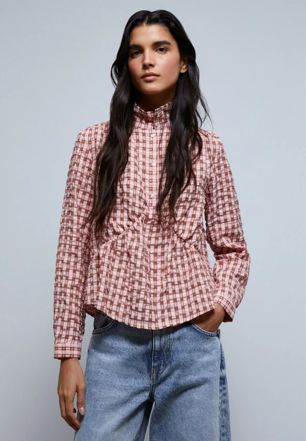 scalperscompany Blusa Cuadros Cuello Elevado-Mujer Camisas Y Blusas