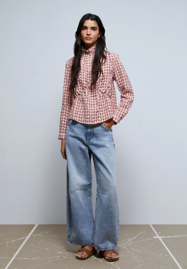 scalperscompany Blusa Cuadros Cuello Elevado-Mujer Camisas Y Blusas