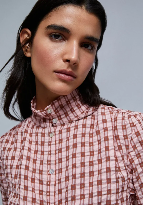 scalperscompany Blusa Cuadros Cuello Elevado-Mujer Camisas Y Blusas