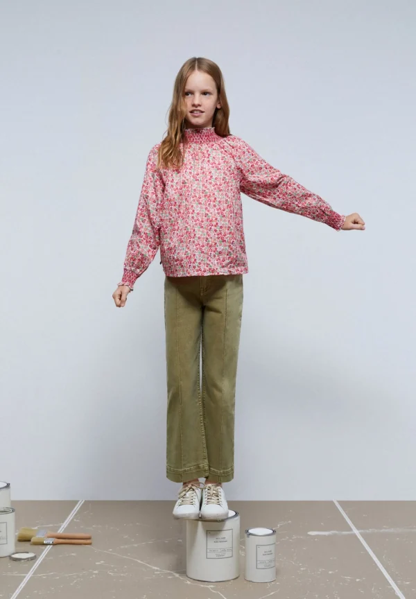 scalperscompany Blusa Flores Nido Abeja-Niños Camisas