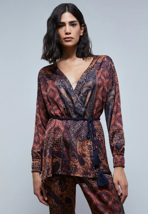 scalperscompany Blusa Kimono Cruzada-Mujer Coleccion