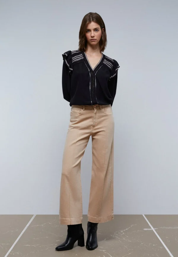 scalperscompany Blusa Volante Hombro-Mujer Camisas Y Blusas