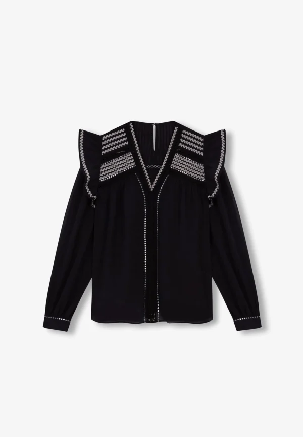 scalperscompany Blusa Volante Hombro-Mujer Camisas Y Blusas