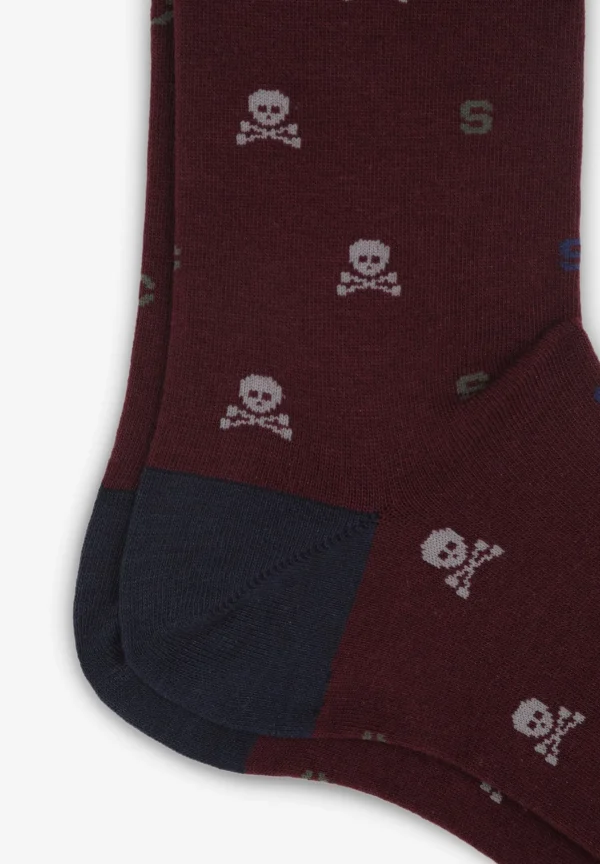 scalperscompany Calcetines Letras Calaveras-Hombre Calcetines