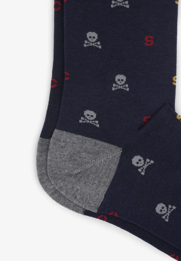 scalperscompany Calcetines Letras Calaveras-Hombre Calcetines