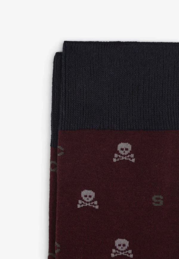 scalperscompany Calcetines Letras Calaveras-Hombre Calcetines