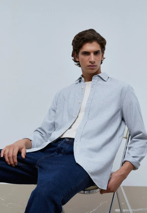 scalperscompany Camisa Clasica Rayas-Hombre Camisas