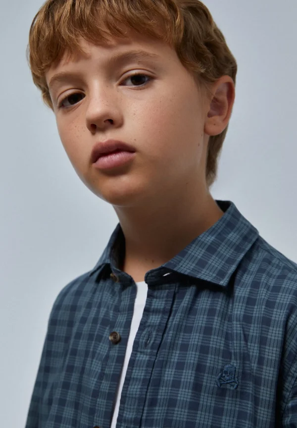 scalperscompany Camisa Cuadros Calavera Tono-Niños Camisas