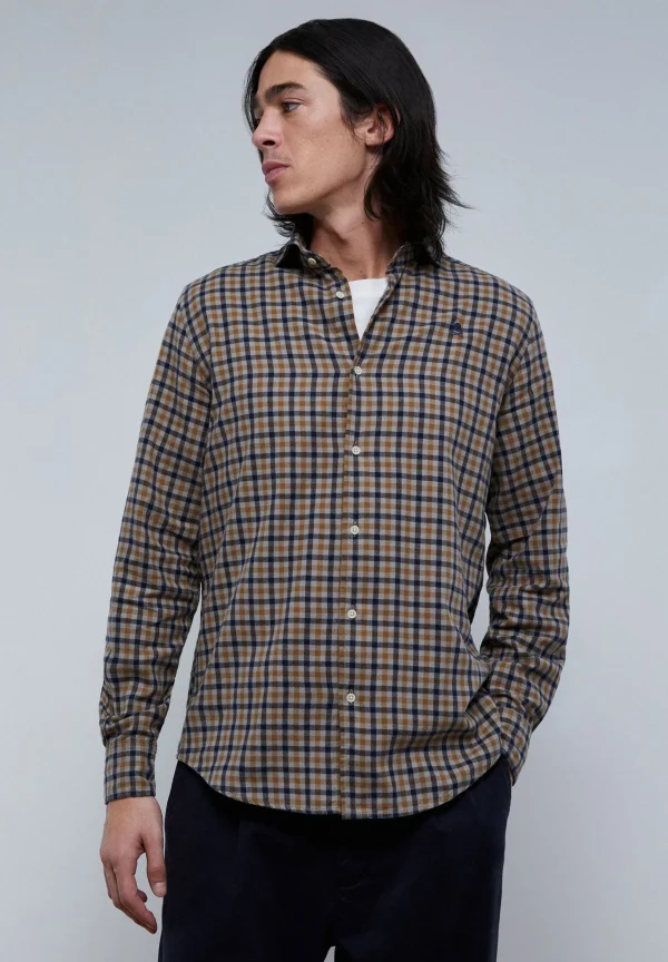 scalperscompany Camisa Cuadros Tacto Peach-Hombre Camisas