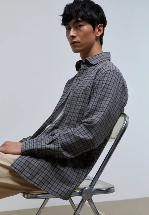 scalperscompany Camisa Cuadros Tartan Franela-Hombre Camisas