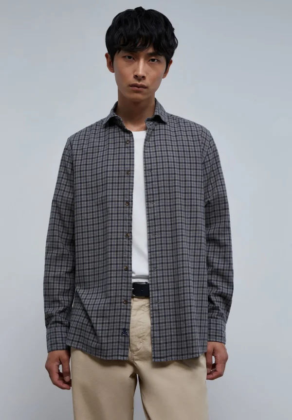 scalperscompany Camisa Cuadros Tartan Franela-Hombre Camisas