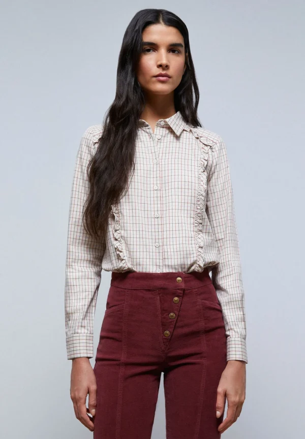 scalperscompany Camisa Cuadros Volante-Mujer Camisas Y Blusas