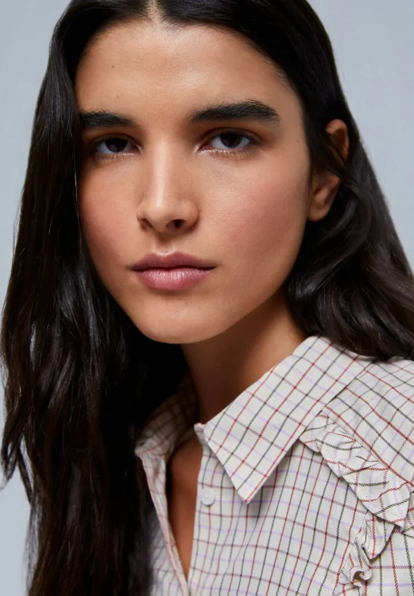 scalperscompany Camisa Cuadros Volante-Mujer Camisas Y Blusas