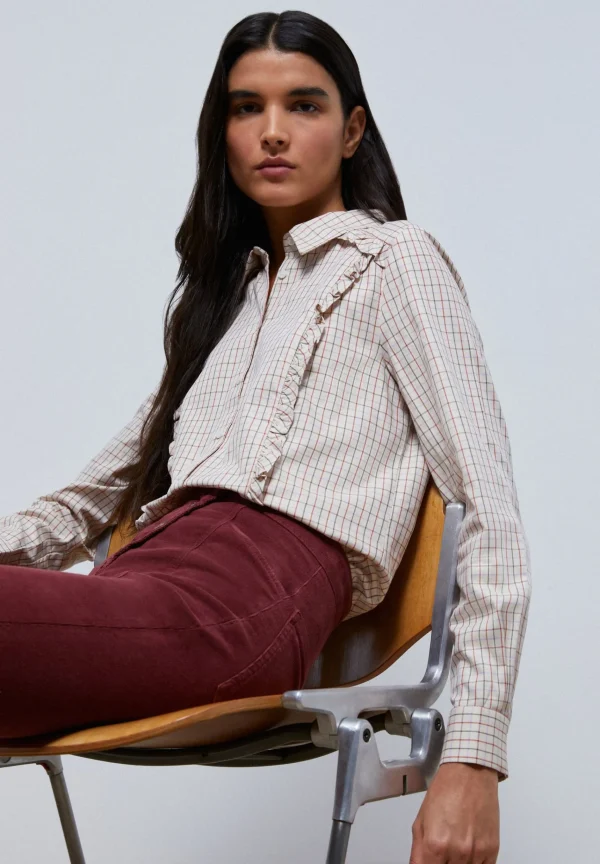 scalperscompany Camisa Cuadros Volante-Mujer Camisas Y Blusas