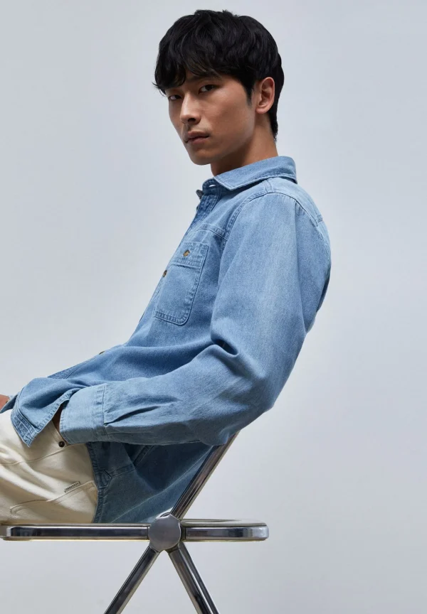 scalperscompany Camisa Denim Bolsillos-Hombre Camisas