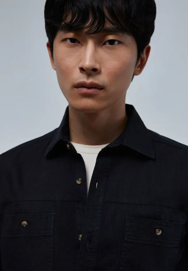 scalperscompany Camisa Denim Bolsillos-Hombre Camisas