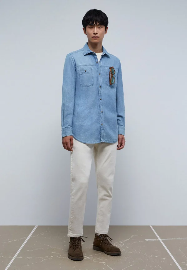 scalperscompany Camisa Denim Bolsillos-Hombre Camisas