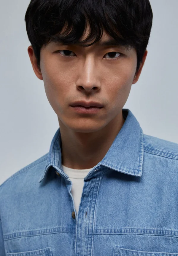 scalperscompany Camisa Denim Bolsillos-Hombre Camisas