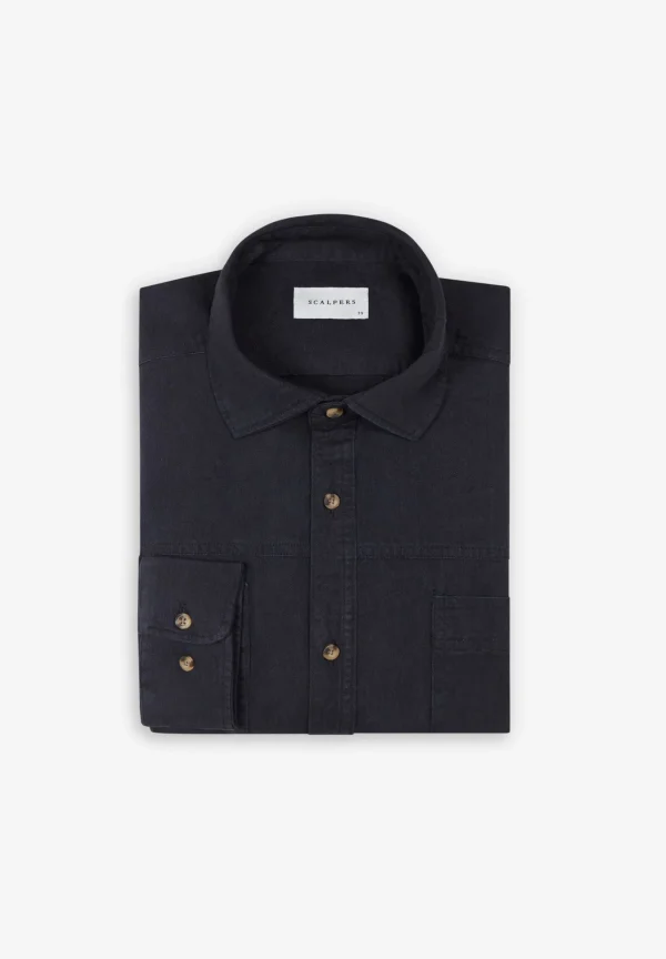 scalperscompany Camisa Denim Bolsillos-Hombre Camisas