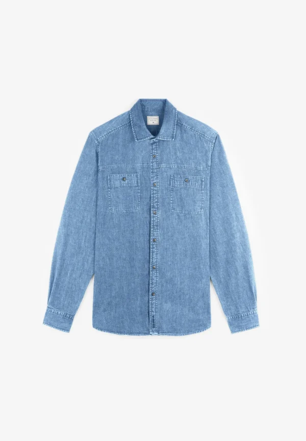 scalperscompany Camisa Denim Bolsillos-Hombre Camisas