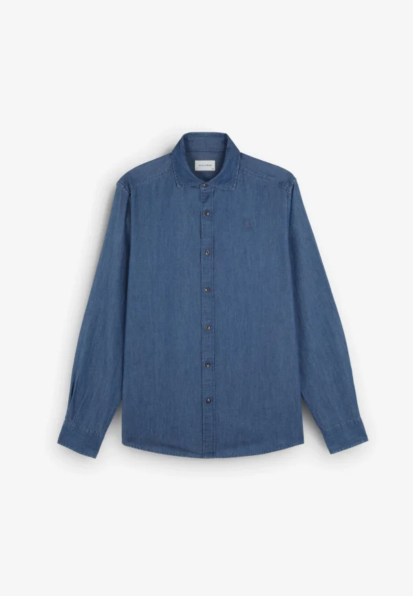 scalperscompany Camisa Denim Calavera Tono-Hombre Camisas
