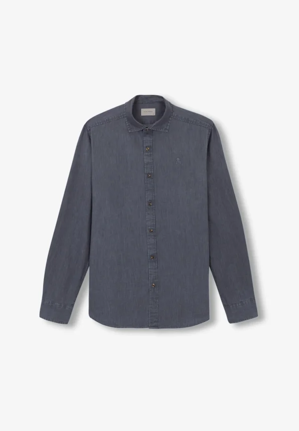 scalperscompany Camisa Denim Calavera Tono-Hombre Camisas