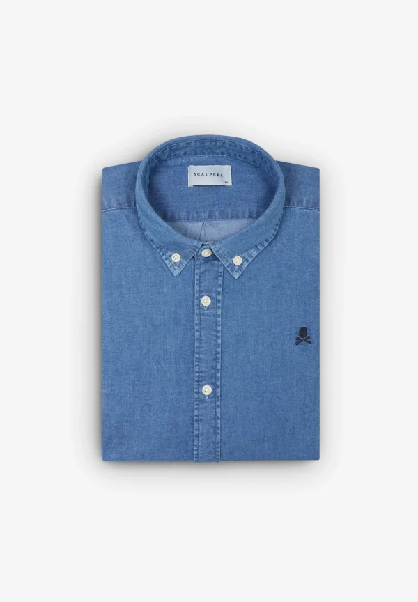 scalperscompany Camisa Denim Cuello Botones-Hombre Camisas