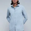 scalperscompany Camisa Denim Lavada Calavera Tono-Hombre Camisas