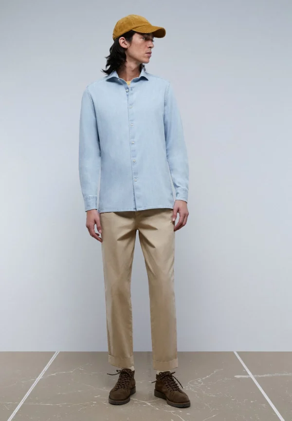 scalperscompany Camisa Denim Lavada Calavera Tono-Hombre Camisas