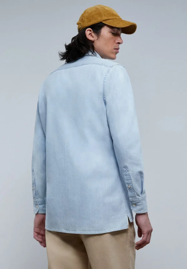 scalperscompany Camisa Denim Lavada Calavera Tono-Hombre Camisas