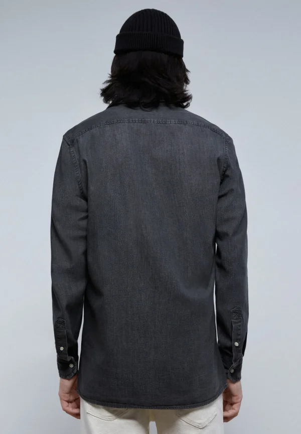 scalperscompany Camisa Denim Lavada Calavera Tono-Hombre Camisas