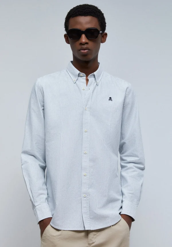 scalperscompany Camisa Oxford Calavera Contraste-Hombre Camisas