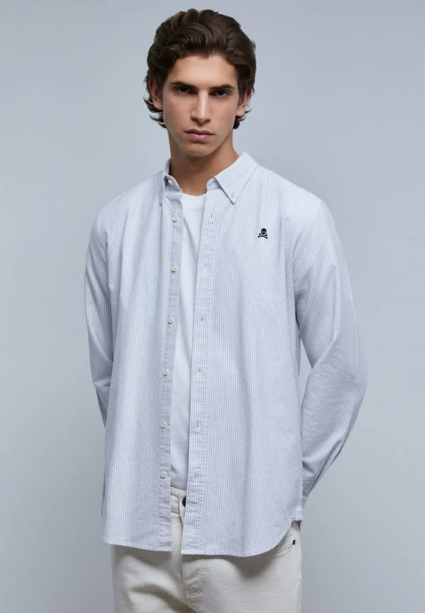 scalperscompany Camisa Oxford Calavera Contraste-Hombre Camisas