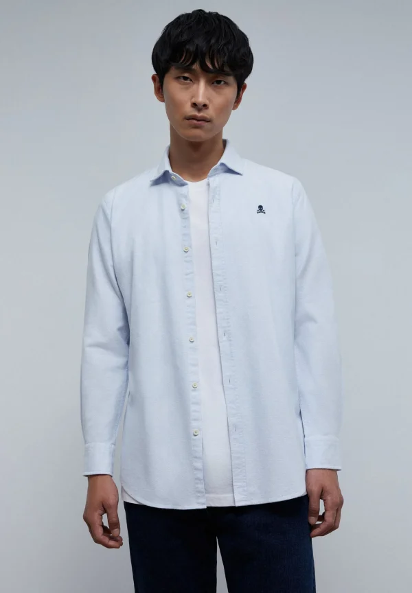 scalperscompany Camisa Oxford Calavera Contraste-Hombre Camisas