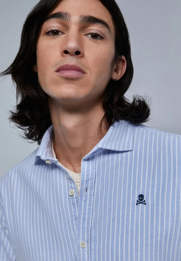 scalperscompany Camisa Oxford Calavera Contraste-Hombre Camisas