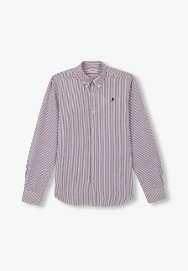 scalperscompany Camisa Oxford Calavera Contraste-Hombre Camisas