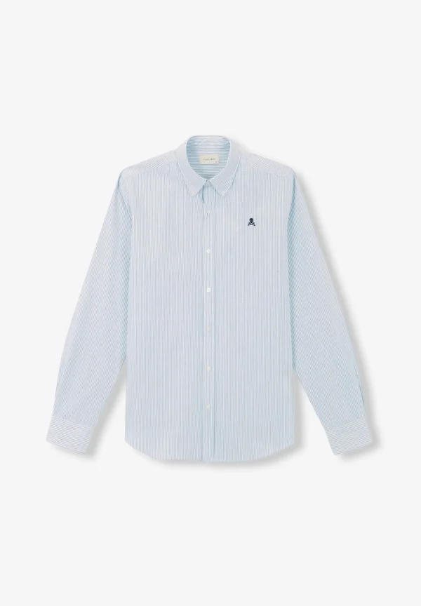 scalperscompany Camisa Oxford Calavera Contraste-Hombre Camisas