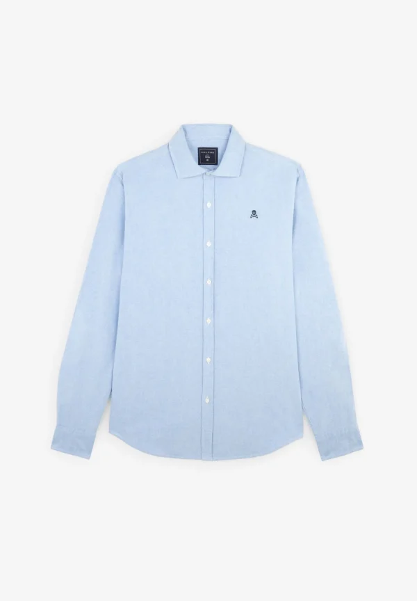 scalperscompany Camisa Oxford Calavera Contraste-Hombre Camisas