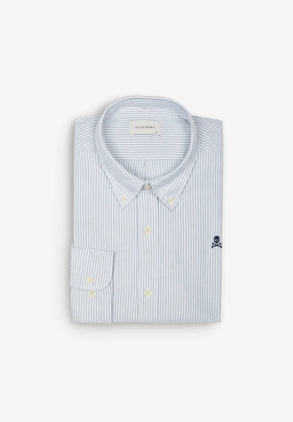 scalperscompany Camisa Oxford Calavera Contraste-Hombre Camisas