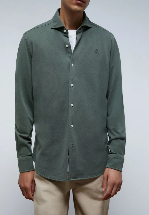 scalperscompany Camisa Pique Calavera Tono-Hombre Camisas