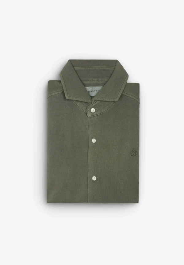 scalperscompany Camisa Pique Calavera Tono-Hombre Camisas