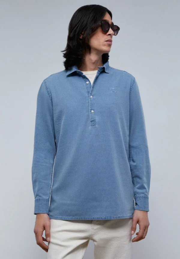 scalperscompany Camisa Polera Denim-Hombre Camisas