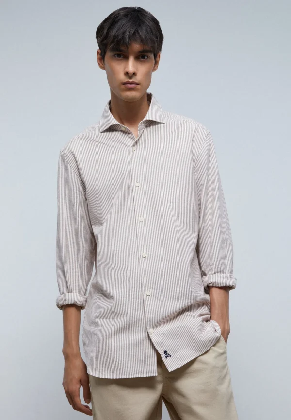 scalperscompany Camisa Rayas Calavera Tapeta-Hombre Camisas